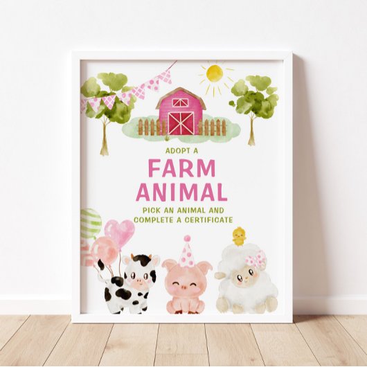 Adopteer een boerderij dieren Barnyard meisje verj Poster