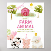 Adopteer een boerderij dieren Barnyard meisje verj Poster (Voorkant)