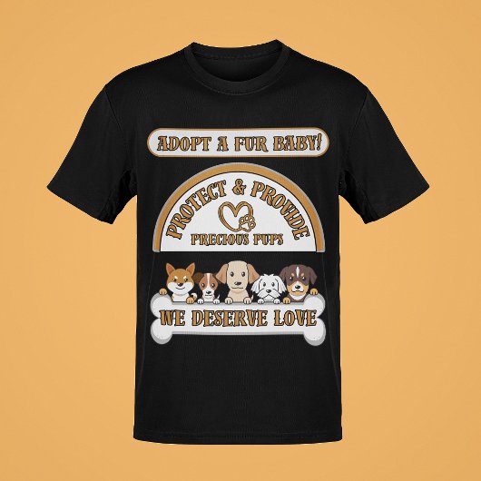 Adopteer een bont Baby Zorg & Bescherm Dierenliefd T-shirt