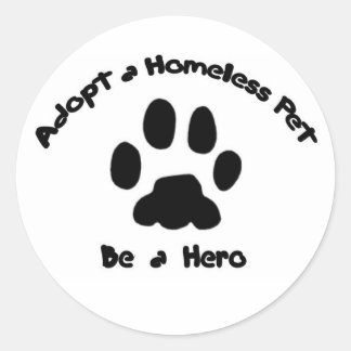 Adopteer een dakloos huisdier ronde sticker