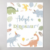 Adopteer een dinosaurus Blue Boy Boho Verjaardag Poster (Voorkant)