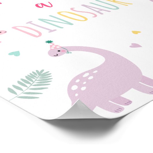 Adopteer een dinosaurus roze boho verjaardagsteken poster (Hoek)