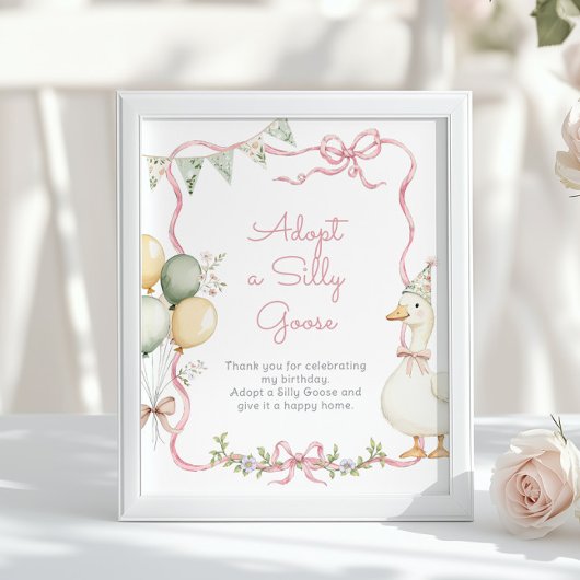 Adopteer een Dwaze Gans Whimsical Roze meisje Verj Poster
