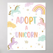 Adopteer een eenhoorn pastel regenboog meisje verj poster (Voorkant)