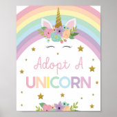 Adopteer een eenhoorn regenbogen verjaardag partij poster (Voorkant)