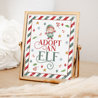 Adopteer een Elf Kerstfeest Poster