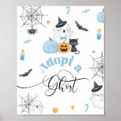 Adopteer een Ghost Halloween blauw verjaardagsfees Poster (Voorkant)