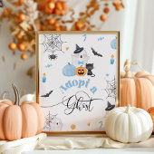 Adopteer een Ghost Halloween blauw verjaardagsfees Poster