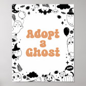 Adopteer een Ghost Oranje Ghost Halloween Verjaard Poster (Voorkant)
