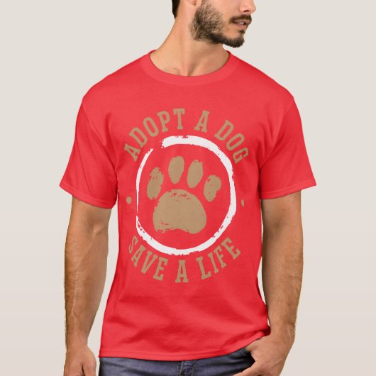 Adopteer een hond Red een leven Animal Rights Dog T-shirt (Voorkant)