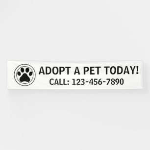 Adopteer een huisdier eenvoudige zwarte witte huis spandoek