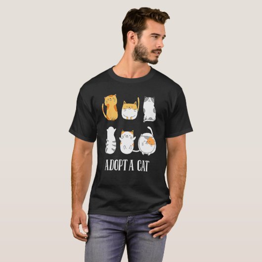 Adopteer een kat Happy Foster Adopteer kitten Adop T-shirt (Voorkant volledig)