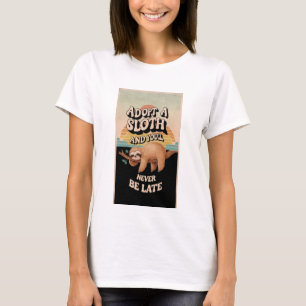 Adopteer een luiaard en je zult nooit te laat kome t-shirt
