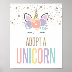 Adopteer een Magische Eenhoorn Verjaardagsfeest Bo Poster