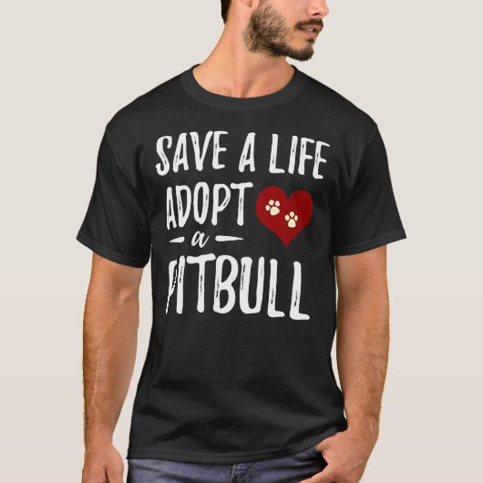 Adopteer een Pitbull Grappige Reddingshond Moeder T-shirt (Voorkant)