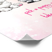 Adopteer een puppy partij teken schattig wit roze  poster (Hoek)