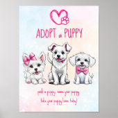 Adopteer een puppy partij teken schattig wit roze  poster (Voorkant)