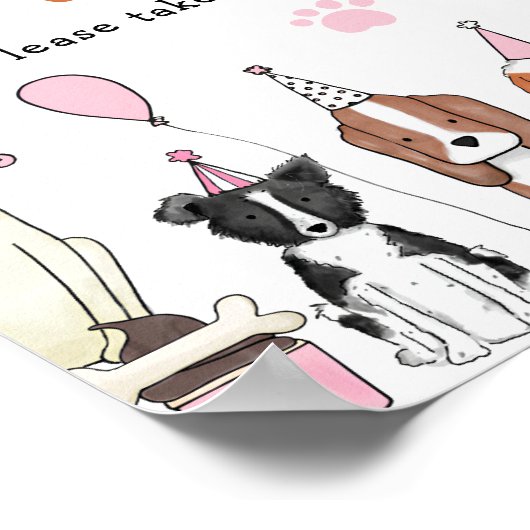 Adopteer een puppy Pawty Dog Verjaardagsfeestje Ta Poster (Hoek)