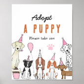Adopteer een puppy Pawty Dog Verjaardagsfeestje Ta Poster (Voorkant)