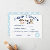 Adopteer een Puppy Verjaardag Certificaat van adop Notitiekaartje (Voorkant / Achterkant in situ)