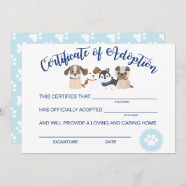 Adopteer een Puppy Verjaardag Certificaat van adop Notitiekaartje