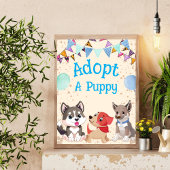 Adopteer een puppy verjaardagsfeestje teken poster