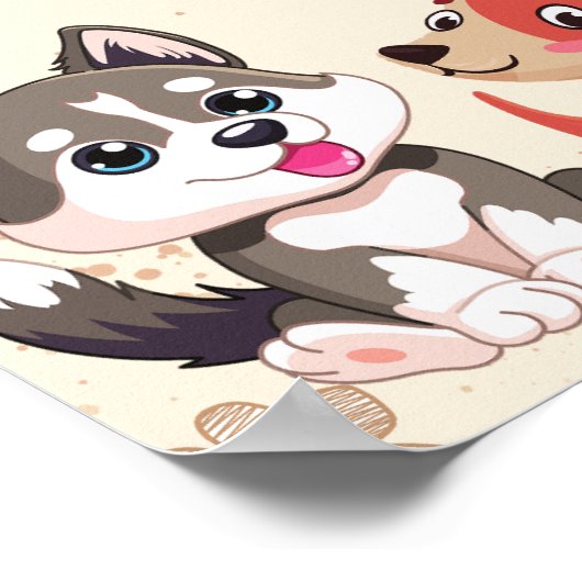 Adopteer een puppy verjaardagsfeestje teken poster (Hoek)