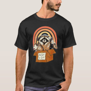 Adopteer Een Verboden Kat Wasbeer Zomer Regenboog T-shirt