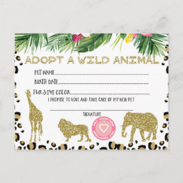 Adopteer een wild dier verjaardagsfeestje certific briefkaart