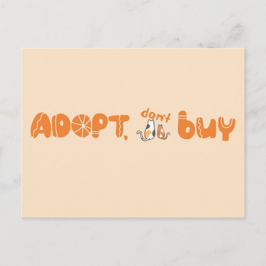 Adopteer, Koop Niet Kat Liefhebber Briefkaart (Voorkant)