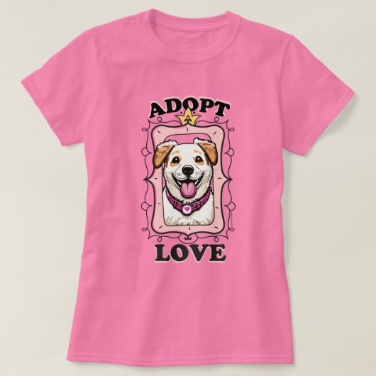 Adopteer liefde (adopteer een hond) t-shirt (Design voorkant)