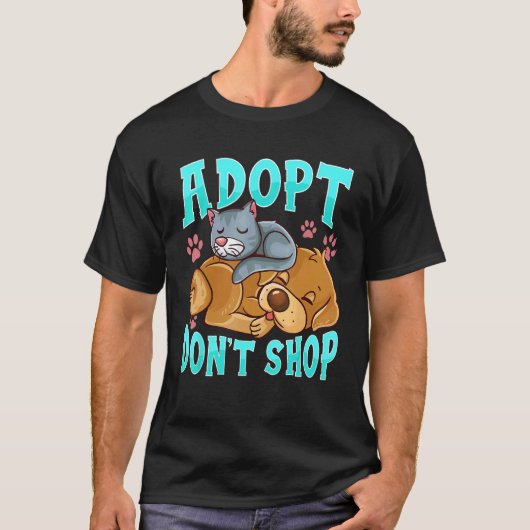 Adopteer Niet Kopen Kat & Hond T-shirt (Voorkant)