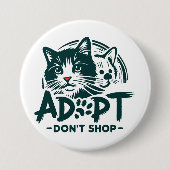Adopteer niet winkelen 1 ronde button 7,6 cm (Voorkant)