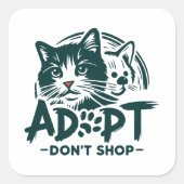 Adopteer niet winkelen 1 vierkante sticker (Voorkant)