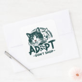 Adopteer niet winkelen 1 vierkante sticker (Envelop)