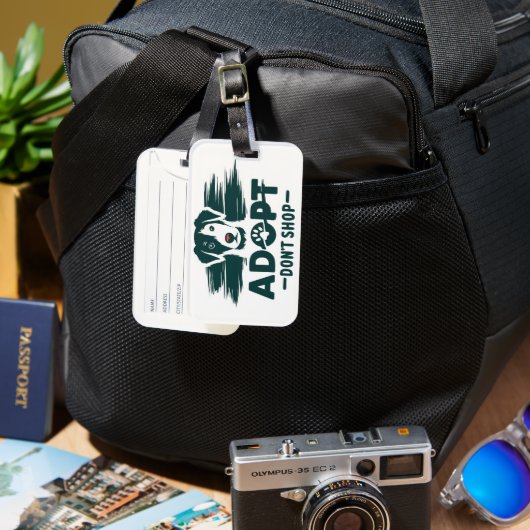 Adopteer niet winkelen 2 bagagelabel (Voorkant & Achterkant)