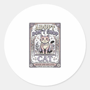 Adopteer Niet Winkelen Kat Kat Reddingsadoptie Vin Ronde Sticker