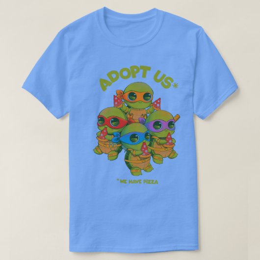 Adopteer ons We hebben pizza T-shirt (Design voorkant)