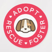 Adopteer, redding, pleegster | Schattigee hondenba Labels (Design 2)