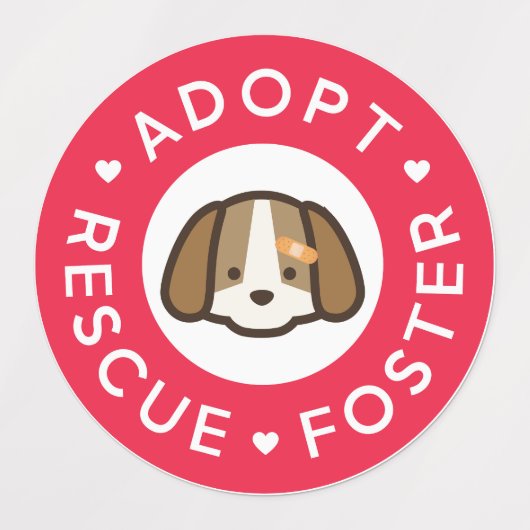 Adopteer, redding, pleegster | Schattigee hondenba Labels (Design 2)