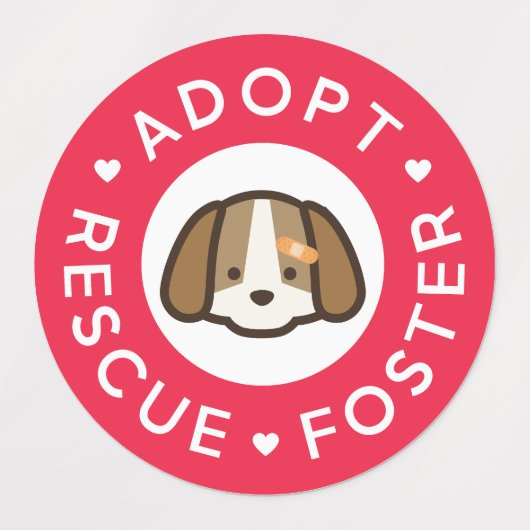 Adopteer, redding, pleegster | Schattigee hondenba Labels (Design 1)