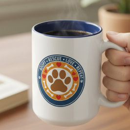 Adopteer Reddingsliefde Herhaal Badge Tweekleurige Koffiemok
