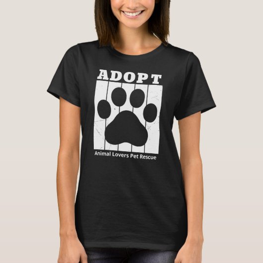 Adopteer zwart-wit T-shirt met eigen tekst (Voorkant)