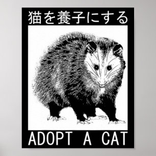  adopteren een posum van een kat Japans opossum Poster