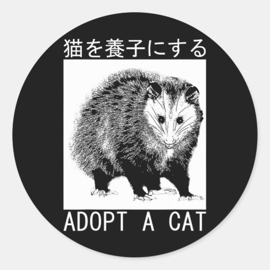  adopteren een posum van een kat Japans opossum Ronde Sticker (Voorkant)