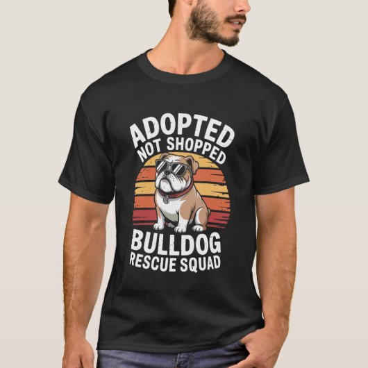 Adopteren Niet Kopen Bulldog Reddingsploeg T-shirt (Voorkant)