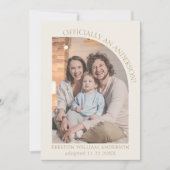 Adoptie Aankondiging Crème Goud Moderne Boog Foto (Voorkant)