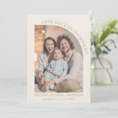 Adoptie Aankondiging Crème Goud Moderne Boog Foto (Staand voorkant)