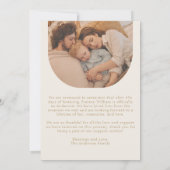 Adoptie Aankondiging Crème Goud Moderne Boog Foto (Achterkant)