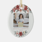 Adoptie Aankondiging Keepsake Waterverf Floral Keramisch Ornament (Rechts)